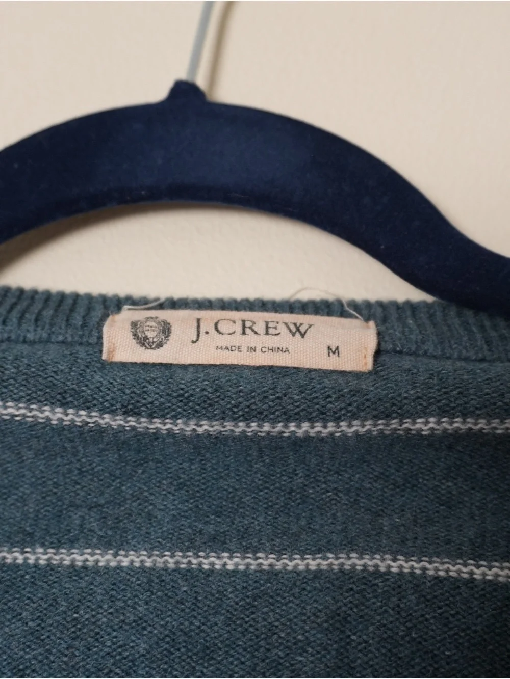 J. Crew Cashmere Cotton Blend Blue White Stripe Sweater Pullover